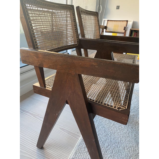 Wood Vintage Armchairs by Pierre Jeanneret, 1956, Set of 2 For Sale - Image 7 of 18