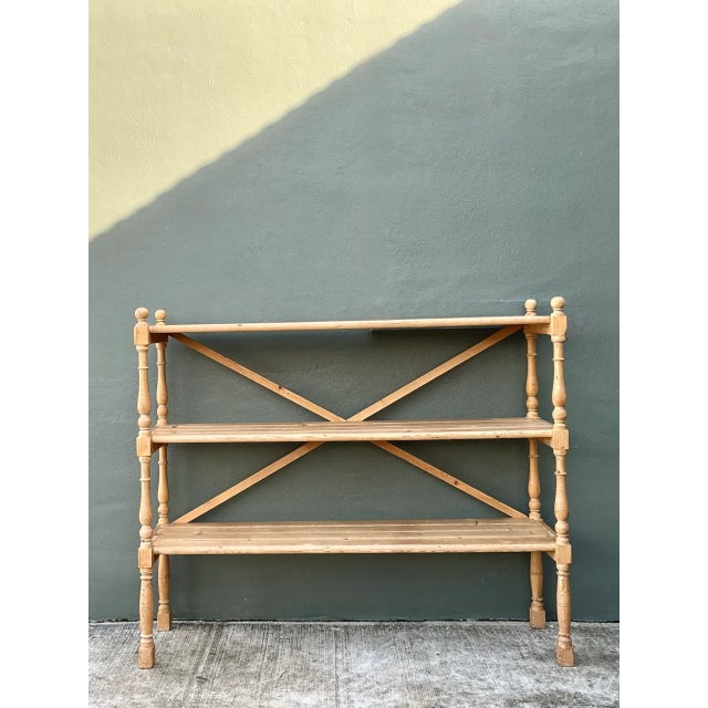 Wood Vintage Three-Tier Pine Shelf For Sale - Image 7 of 12