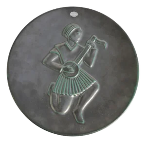 Black and Green Ceramic Wall Plate by Gertrud Lönegren for Upsala Ekeby, 1930s