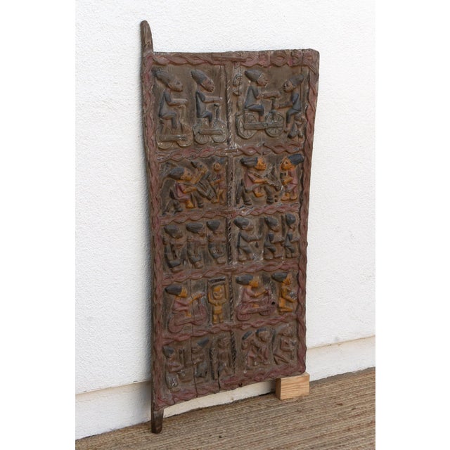 African Carved Yoruba Narrative Door With Painted Finish For Sale - Image 3 of 7