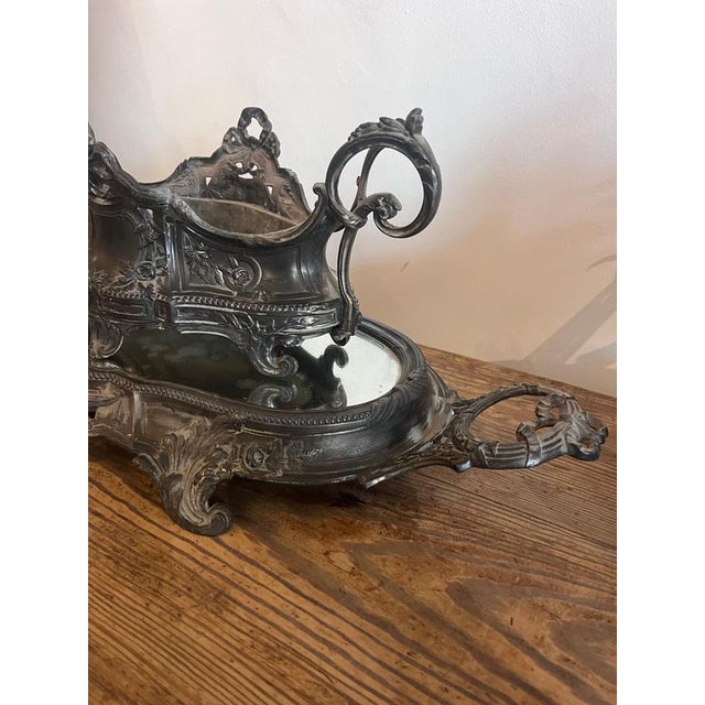 Antique French Rococo Jardinière with Mirrored Tray, 1900s For Sale - Image 4 of 9