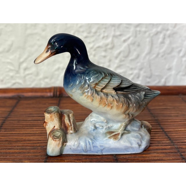 Ceramic Mid 20th Century Japanese Blue Porcelain Duck Figurine For Sale - Image 7 of 8