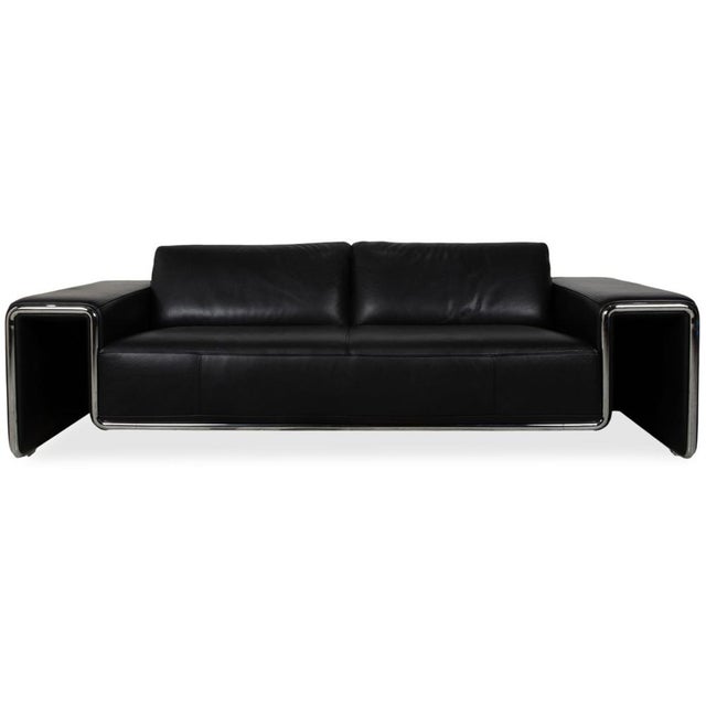 DS-180 Leather Three-Seater Black Sofa from de Sede For Sale - Image 12 of 12