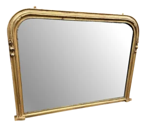 Large Antique English Gilt Overmantle Mirror