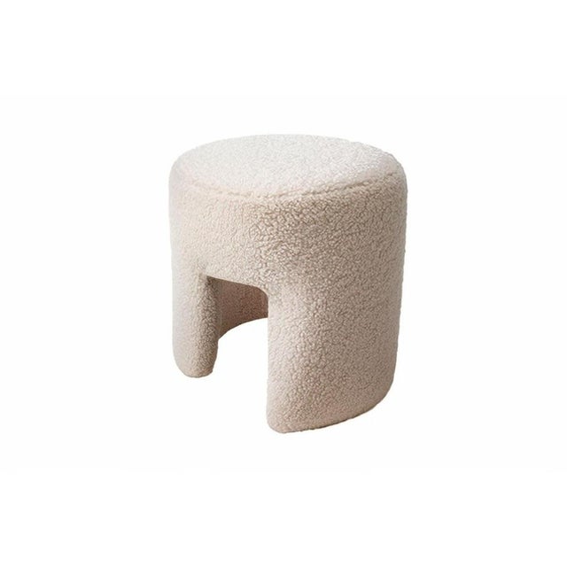Contemporary Furia Stool in White Curly by Moanne For Sale - Image 3 of 4