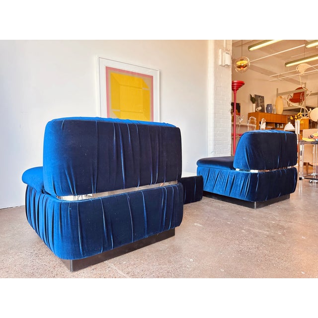 Blue Thonet Cube Sofa and Ottoman Set For Sale - Image 8 of 10