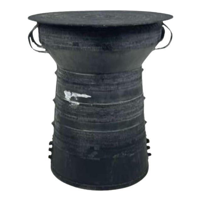 Late 20th Century Frog Drum Metal Outdoor Side Table - Small For Sale