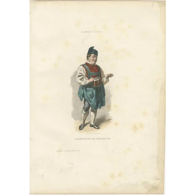 Bavarian Innkeeper Print Miesbach 1853 by Compte-Calix – Hand-Colored Lithograph This charming antique print depicts an...