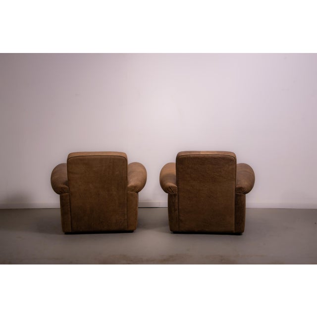 Mickey Chairs in Nabuk Camel Leather by Baxter, 1998, Set of 2 For Sale - Image 12 of 14