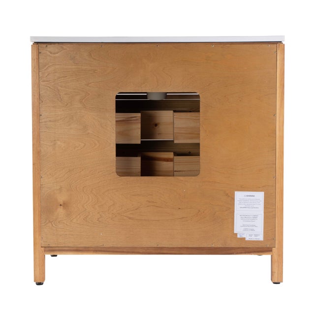 Wood Nora 36 in. W Quartz and Wood Single Sink 3 Drawer Bathroom Vanity Set, Light Natural For Sale - Image 7 of 9