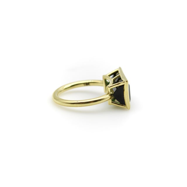 2000 - 2009 18k Gold Bezel Set Indicolite Tourmaline Ring, Size 7 For Sale - Image 5 of 12