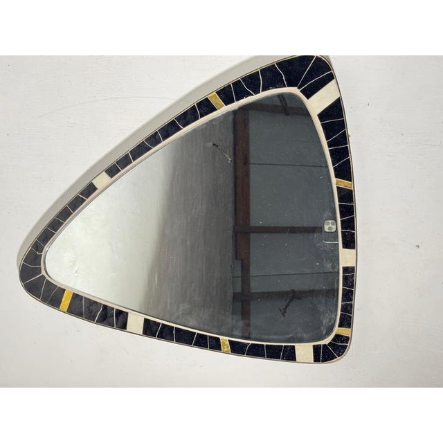 Mid-Century Modern Asymmetrical Mosaic and Brass Free-Form Mirror from Muller, 1950s For Sale - Image 12 of 18