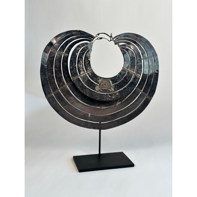 Rare and particularly massive silver necklace, or neck ring, from the Akha tribal group of the Golden Triangle, a...