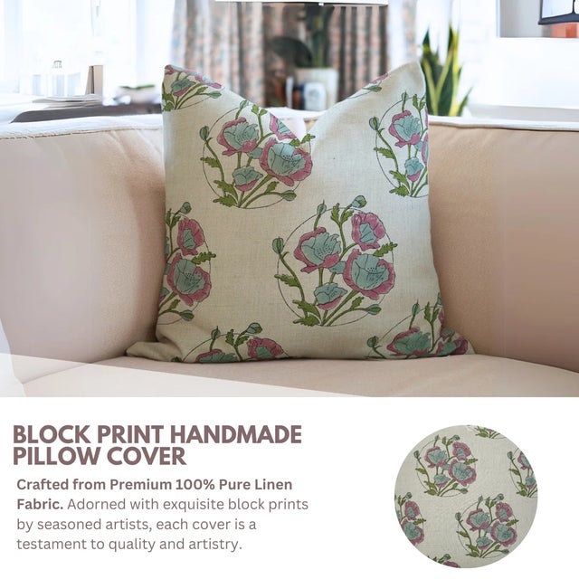 Introduce understated elegance to your home with our "Sandhya Pushp" block print handmade cushion coverMade from pure...