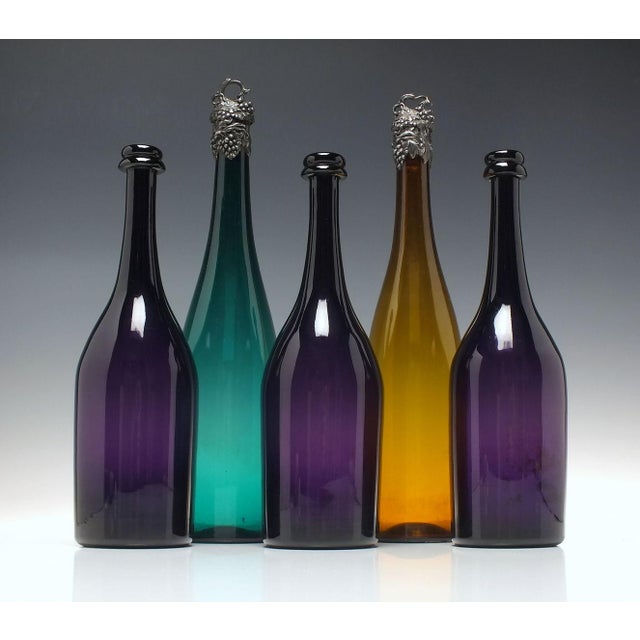 Victorian Amethyst Glass Serving Bottles, 1830s, Set of 3 For Sale - Image 3 of 7