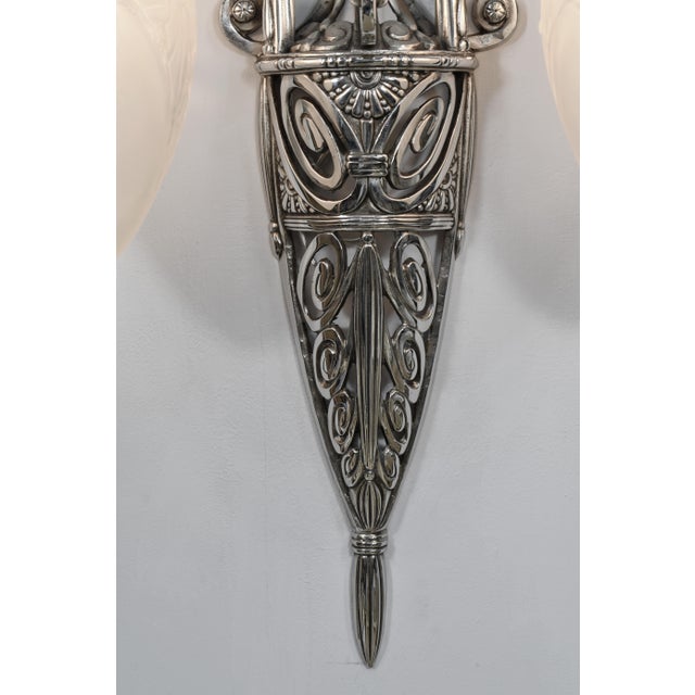 Metal Large French Art Deco Wall Sconces by Delatte 1920s France - A Pair For Sale - Image 7 of 12