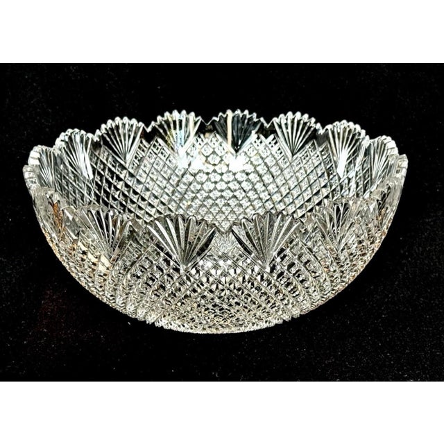 American Antique American Brilliant Cut Glass Lead Crystal Bowl For Sale - Image 3 of 10