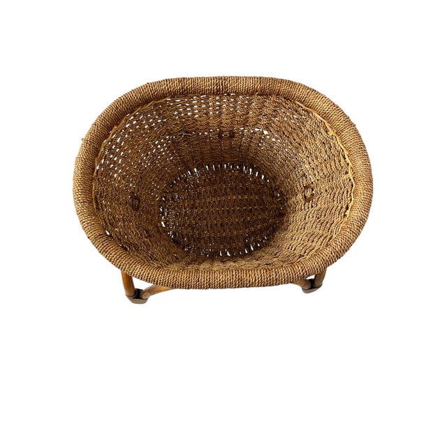 Mid 20th Century Mid Century Bamboo Rattan Basket Planter For Sale - Image 5 of 12