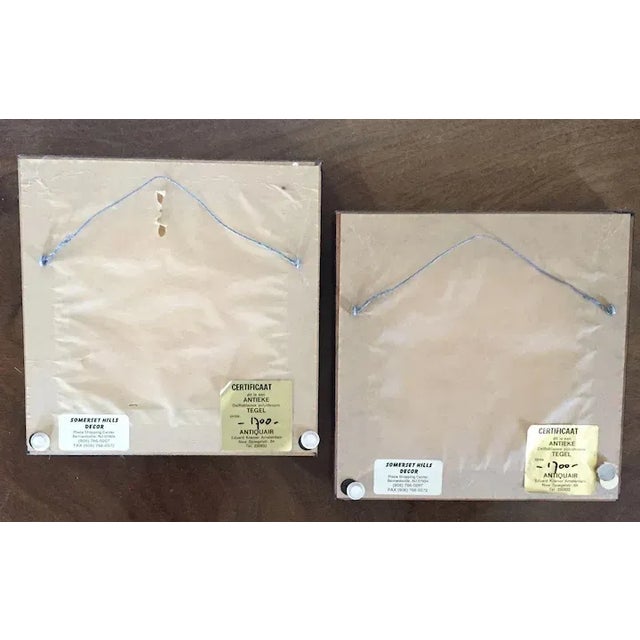 18th Century Dutch Delft Blue & White Tin Glaze Faience Tiles in Burl Walnut Frames - A Pair For Sale In New York - Image 6 of 9