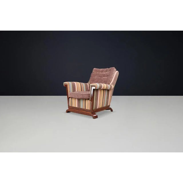 Large Art Deco Chair in Fabric and Walnut, 1930s For Sale - Image 10 of 14