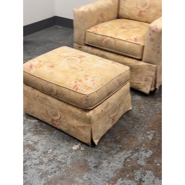 McCreary Modern for Macy’s Modern Concepts Floral Swivel Chair + Ottoman For Sale - Image 10 of 12