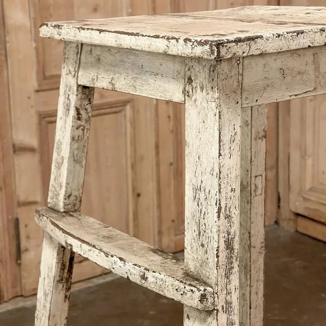 Antique Swedish Rustic Painted Sculptor's Pedestal was fashioned like a four sided ladder, and designed to hold a...