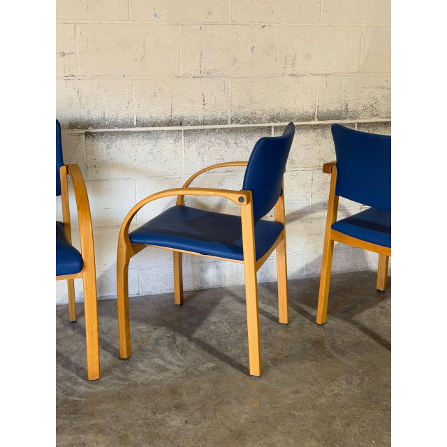 Nr. Søby Møbelpolstring Blue Upholstered Armchairs Set of 4 Danish Mid-Century Modern 1980s For Sale - Image 12 of 14