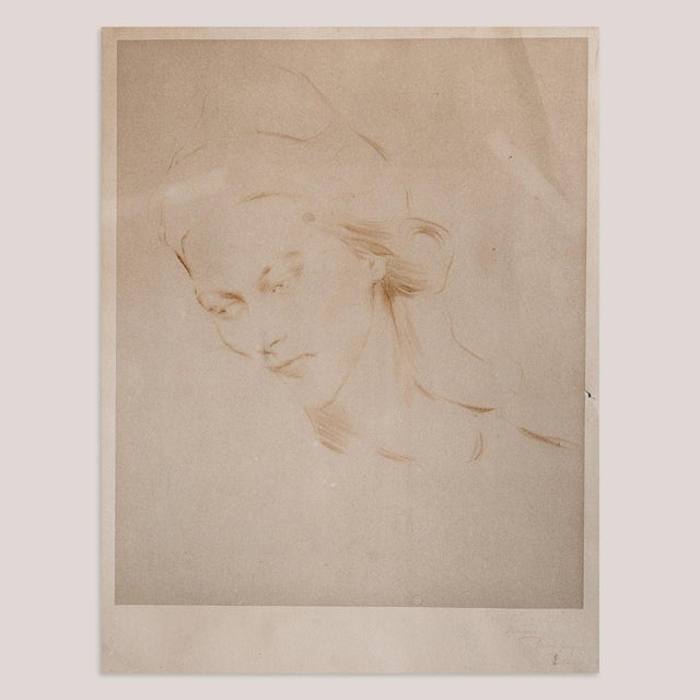 Unknown, Female Portrait Study Drawing, 1890s, Crayon, in Good conditions. Designed 1890 to 1919