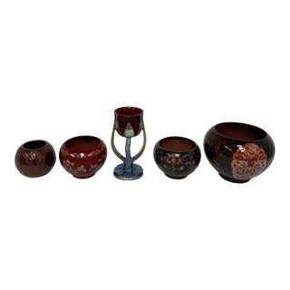 Zsolnay Hungarian 18th Century Eosin Ceramics, Set of Five For Sale