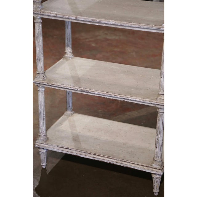 Light Gray 19th Century French Louis XVI Painted Oak Four-Tier Etagere For Sale - Image 8 of 9