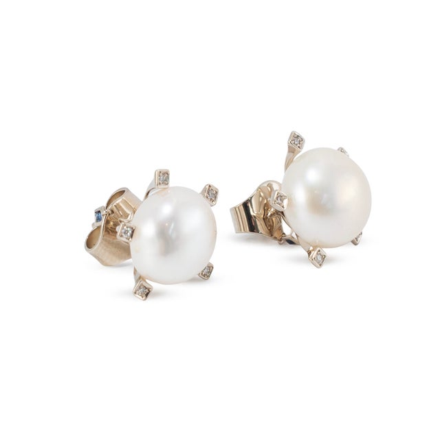 Modern H.Stern Pérolas 18k Noble Gold Rose Pink Gold Diamond Pearl Stud Earrings, A Pair For Sale - Image 3 of 8