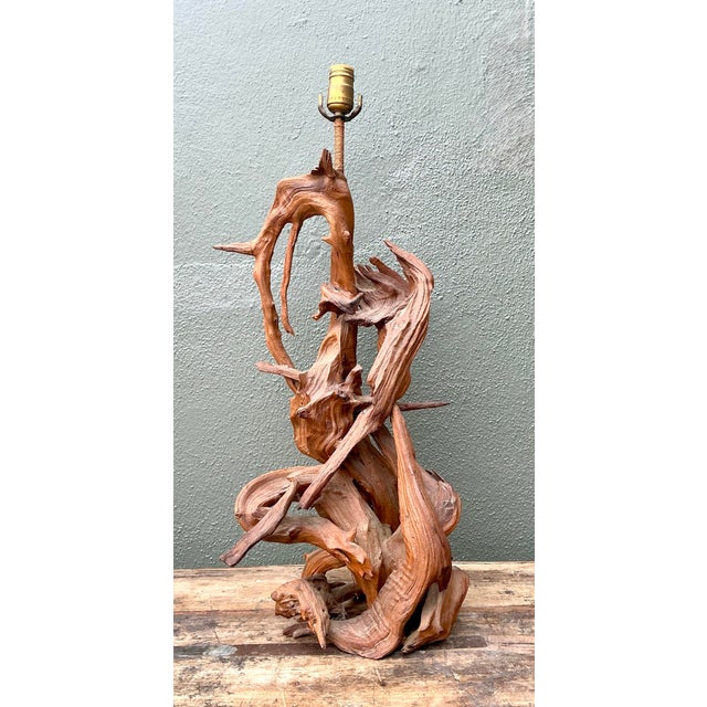 Brown Vintage Mid-Century Modern Driftwood Lamp For Sale - Image 8 of 12