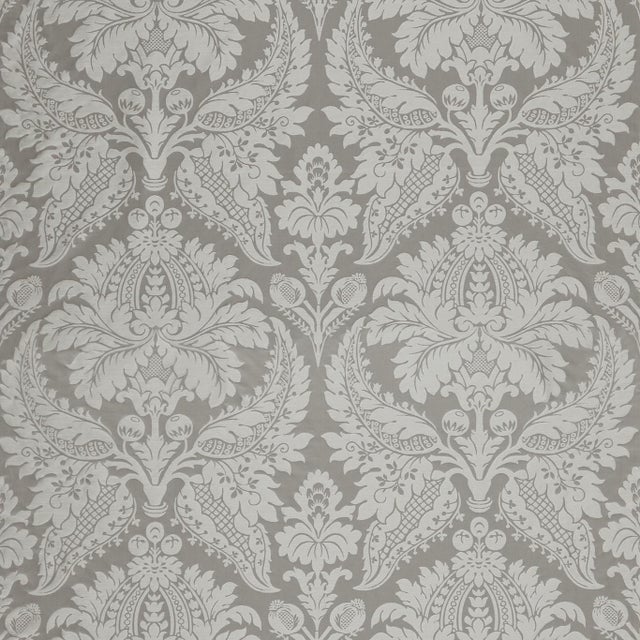 Zoffany Malmaison Damask Fabric in Silver - a Sample For Sale