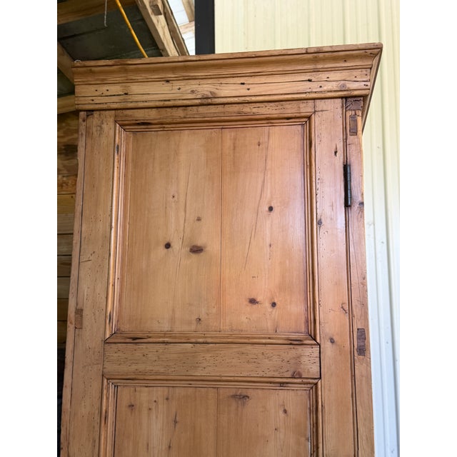 Late 19th Century 19th Century European Country Pine Two-Door Armoire With Raised Panel Doors For Sale - Image 5 of 12
