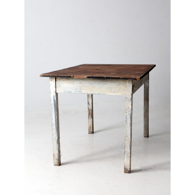 Wood Antique Painted Wood Farmhouse Table For Sale - Image 7 of 18