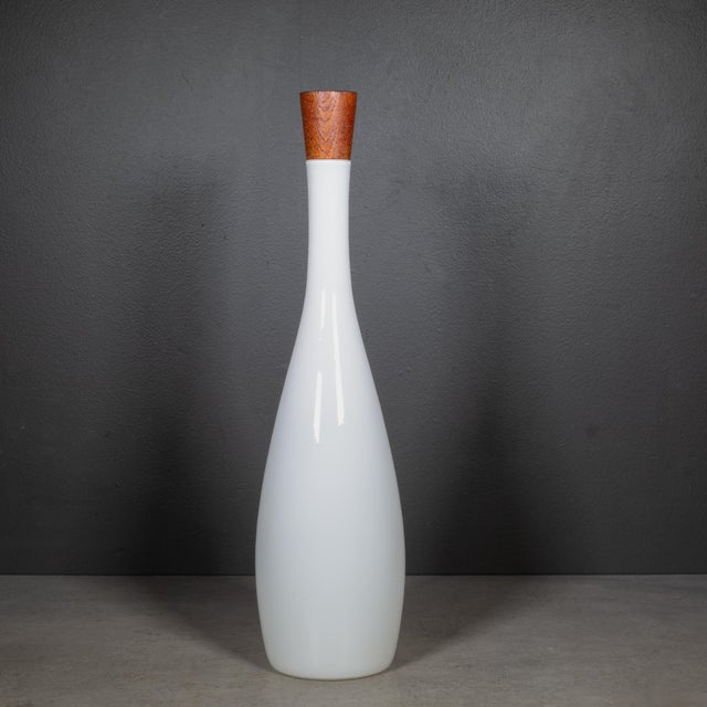 Mid-Century Modern Jacob E Bang for Kastrup/Holmegaard Opaline Tall Bottle c.1957 For Sale - Image 3 of 5