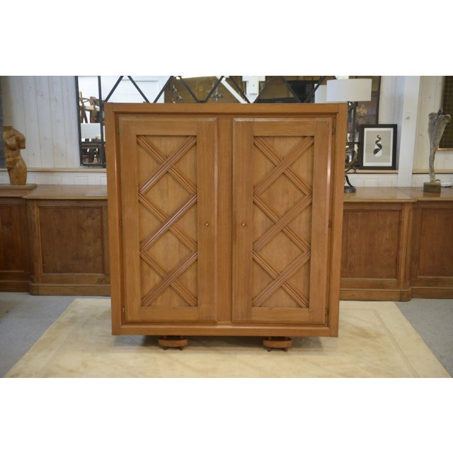 Light Oak Wardrobe with Geometric Lattice Pattern, 1940s For Sale - Image 6 of 15