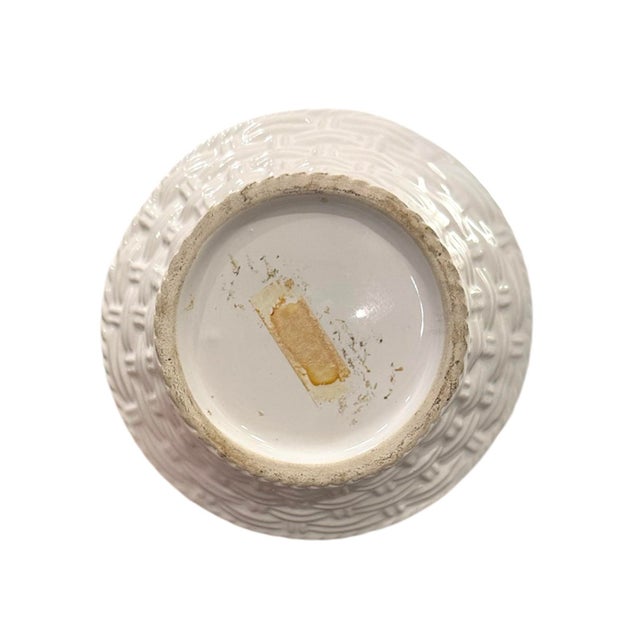 Ceramic Vintage Full Size Strawberry / Strawberries Topiary Majolica / Ceramic / Trompe l'Oeil Centerpiece in Lattice / Basket-Woven Pedestal Pot For Sale - Image 7 of 7