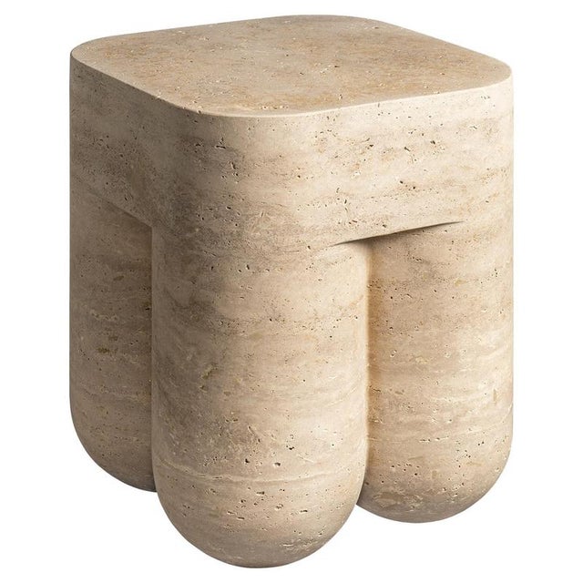 Travertine Unfilled Chunky Stool by Etamorph For Sale - Image 8 of 8
