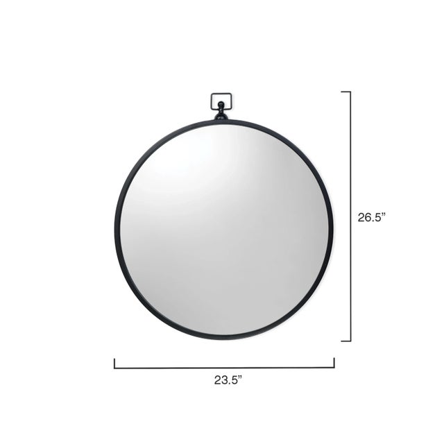 a gracefully narrow hoop frame with beveled mirror and decorative loop looks great in a cluster of multiples on the wall....