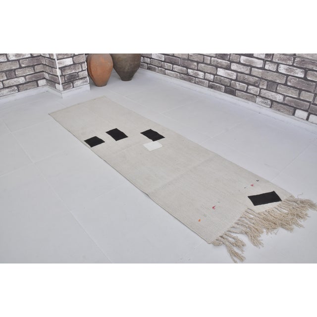 Off-white Vintage Antique Hemp Kilim Rug For Sale - Image 8 of 10