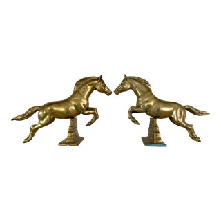 Vintage English Brass Horse Bookends For Sale