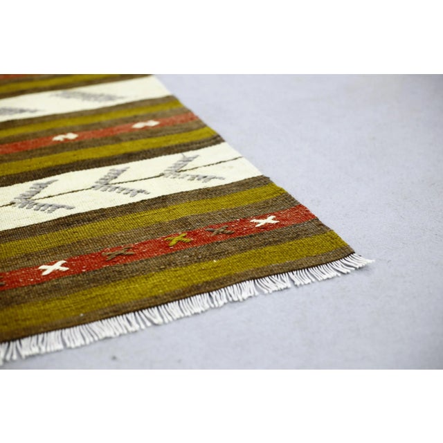 1960s Traditional Green Striped Kilim For Sale In Sacramento - Image 6 of 13