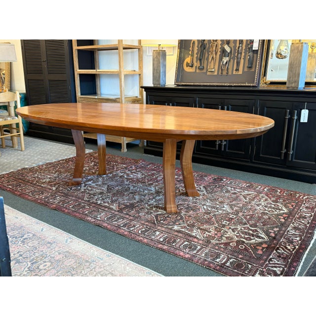 Transitional Custom Design Solid Walnut Extension Dining Table For Sale - Image 3 of 13