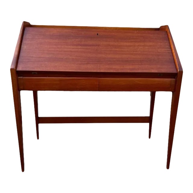 Mid 20th Century Mid Century Modern Teak Slant Front Desk. By Walter Wirz for Wilhelm Renz. For Sale