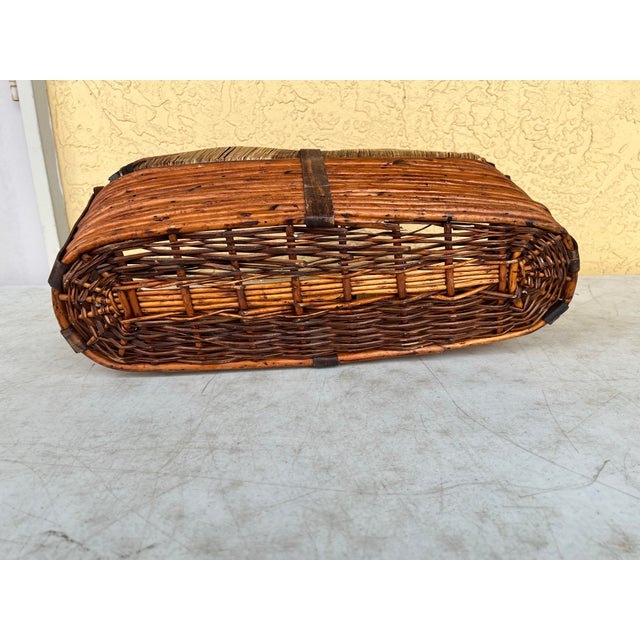 1980s Vintage Oval Storage Basket With Wood Handles For Sale - Image 5 of 6