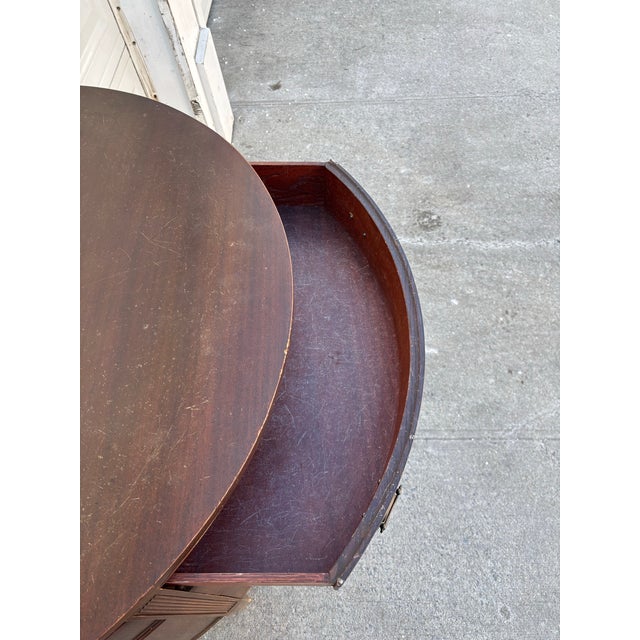 Brown Vintage Mahogany Demilune Dresser| Federal Revival Bow Front Chest | Traditional Colonial Style Bedroom Storage Accent Furniture | Dark Wood For Sale - Image 8 of 12