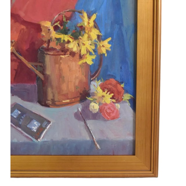 Silvio Silvestri, Listed Artist Bouquet Floral Flowers Oil Painting Including the Antiqued Gold Wood Frame For Sale - Image 11 of 11