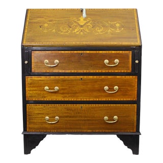 Late 19th Century Antique Victorian Inlaid Slant Top Desk For Sale