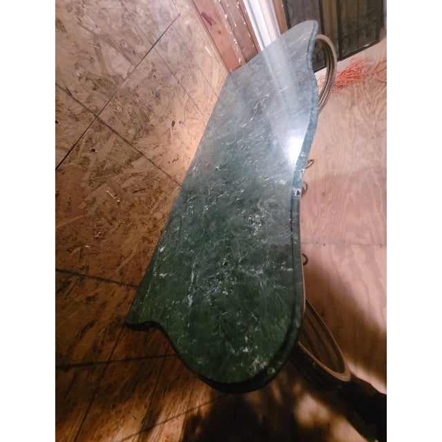 Art Deco Style Green Marble Console Table With Wrought Iron Base For Sale - Image 11 of 15